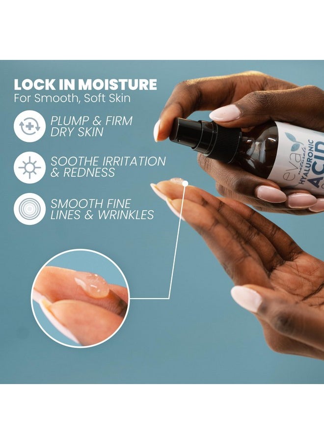 Eva Naturals Pure Hyaluronic Acid Serum For Face - Facial Serum - Wrinkles and Fine Lines - Perfect Hydrating Serum for Face and Dry Skin - Pairs with Vitamin C Serum (2 Oz)