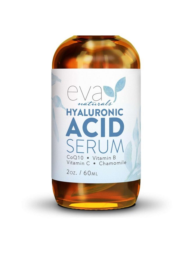 Eva Naturals Pure Hyaluronic Acid Serum For Face - Facial Serum - Wrinkles and Fine Lines - Perfect Hydrating Serum for Face and Dry Skin - Pairs with Vitamin C Serum (2 Oz)