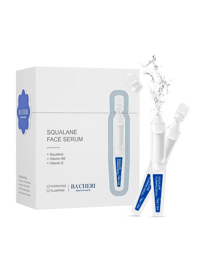 BACHERI Squalane Serum for Face # 15 Pcs/Box, with Vitamin E, Vitamin B5 and Vitamin A derivative, Moisturizing Serum Soft Ampoules to Smooth Dry and Sensitive Skin