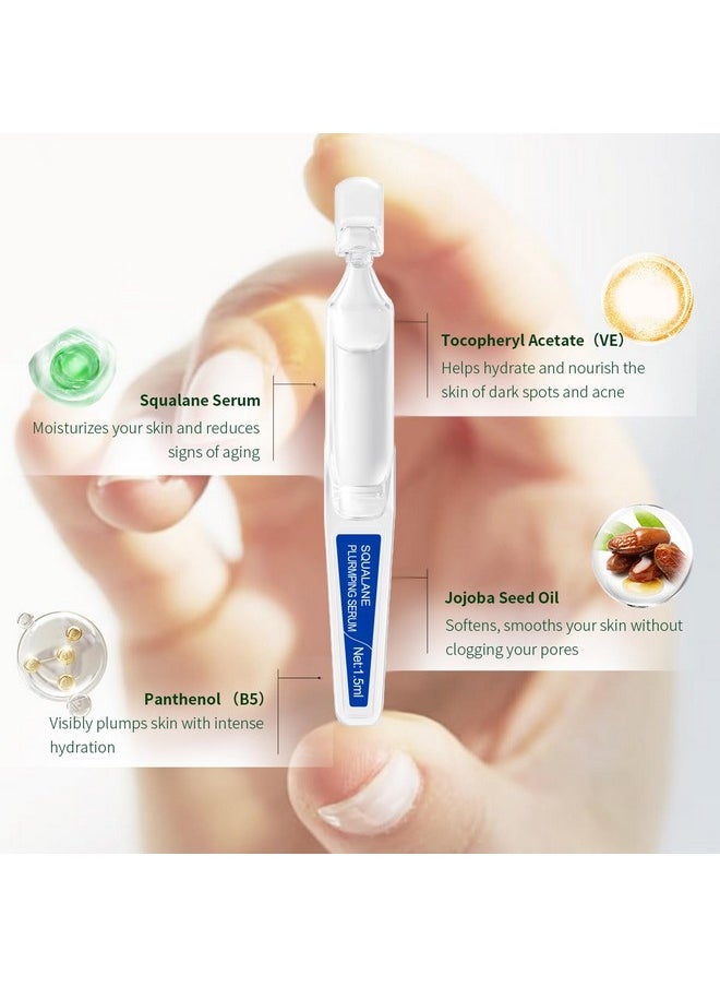 BACHERI Squalane Serum for Face # 15 Pcs/Box, with Vitamin E, Vitamin B5 and Vitamin A derivative, Moisturizing Serum Soft Ampoules to Smooth Dry and Sensitive Skin