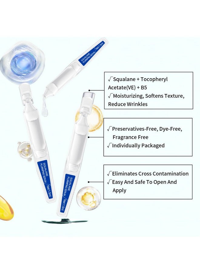 BACHERI Squalane Serum for Face # 15 Pcs/Box, with Vitamin E, Vitamin B5 and Vitamin A derivative, Moisturizing Serum Soft Ampoules to Smooth Dry and Sensitive Skin