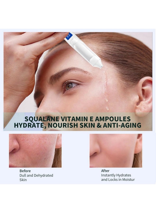 BACHERI Squalane Serum for Face # 15 Pcs/Box, with Vitamin E, Vitamin B5 and Vitamin A derivative, Moisturizing Serum Soft Ampoules to Smooth Dry and Sensitive Skin