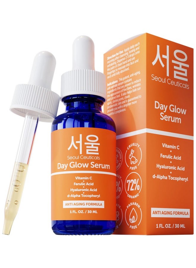 SeoulCeuticals Korean Skin Care 20% Vitamin C Hyaluronic Acid Serum + CE Ferulic Acid - Potent Anti Aging, Anti Wrinkle Korean Beauty 1oz