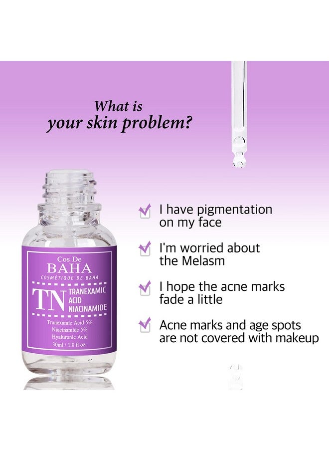 Tranexamic Acid 5% Serum with Niacinamide 5% for Face/Neck - Helps to Reduce the Look of Hyper-Pigmentation, Discoloration, Dark Spots, Remover Melasma, 1 Fl Oz