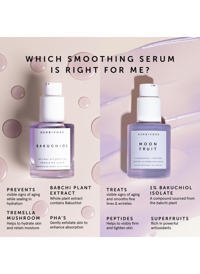 HERBIVORE Bakuchiol Retinol Alternative Face Serum REGULAR STRENGTH - Bakuchiol + Peptides, Smooths Skin, Reduces Fine Lines & Wrinkles, Plant-based, Vegan, Cruelty-free, 30mL / 1 oz
