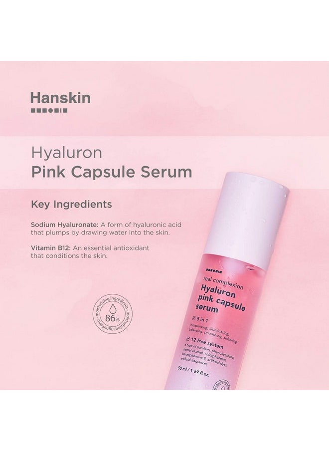 Hanskin Real Complexion Hyaluron Pink Capsule Serum with Vitamin B12, Intensive Moisture Deep Hydration, Hyaluronic Acid [50ml]
