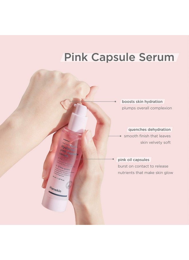 Hanskin Real Complexion Hyaluron Pink Capsule Serum with Vitamin B12, Intensive Moisture Deep Hydration, Hyaluronic Acid [50ml]