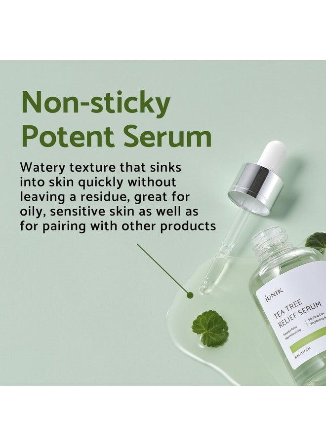IUNIK Tea Tree 67% Relief Vegan Facial Serum - Non-Sticky | Clear & Balanced Skin w/Centella Asiatica 19% for Soothing Calming Irritated & Acne-prone Skin Ampoule Korean Skincare