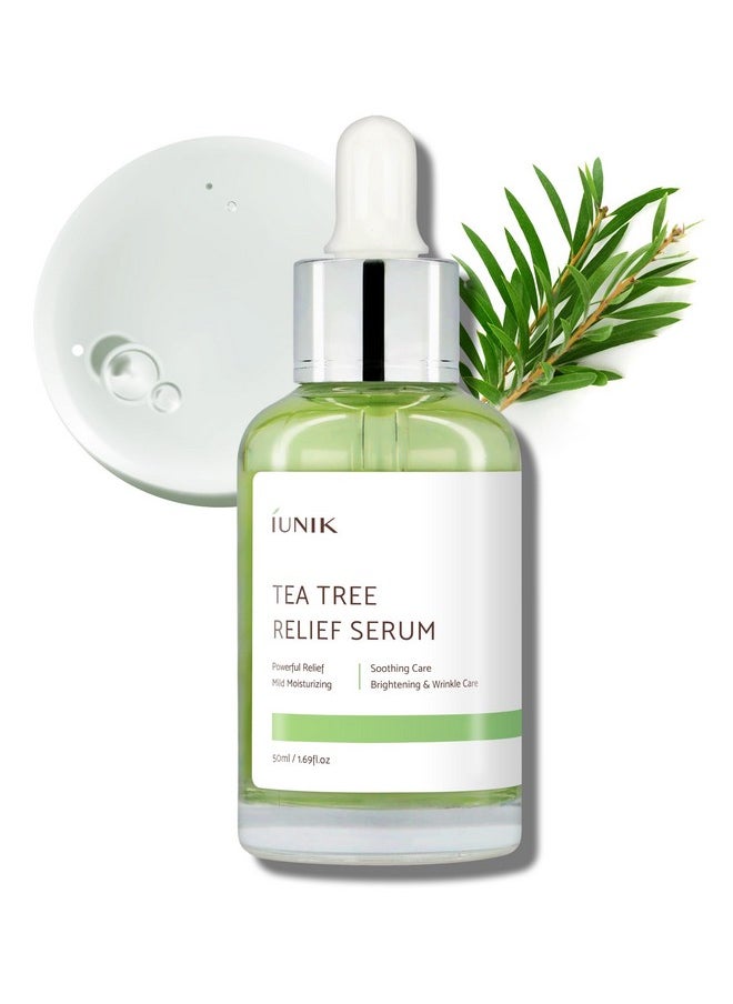 IUNIK Tea Tree 67% Relief Vegan Facial Serum - Non-Sticky | Clear & Balanced Skin w/Centella Asiatica 19% for Soothing Calming Irritated & Acne-prone Skin Ampoule Korean Skincare