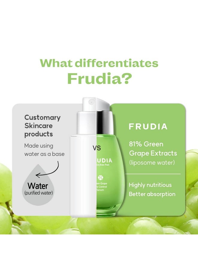 WELCOS FRUDIA Green Grape Pore Control Serum | Pore Minimizer Serum w/GG Extract, Tannin Pore Complex & Anti Sebum P | Korean Skin Care Serum for Sensitive Skin | Hydrating Serum (1.68 fl oz)
