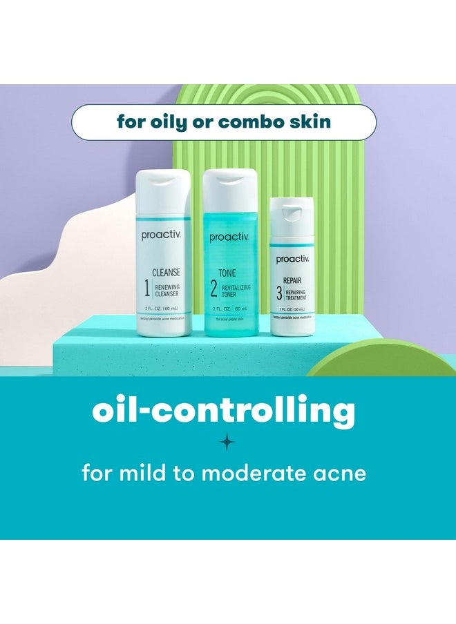 Proactiv 3 Step Acne Treatment - Benzoyl Peroxide Face Wash, Repairing Acne Spot Treatment for Face and Body, Exfoliating Toner - 30 Day Complete Acne Skin Care Kit
