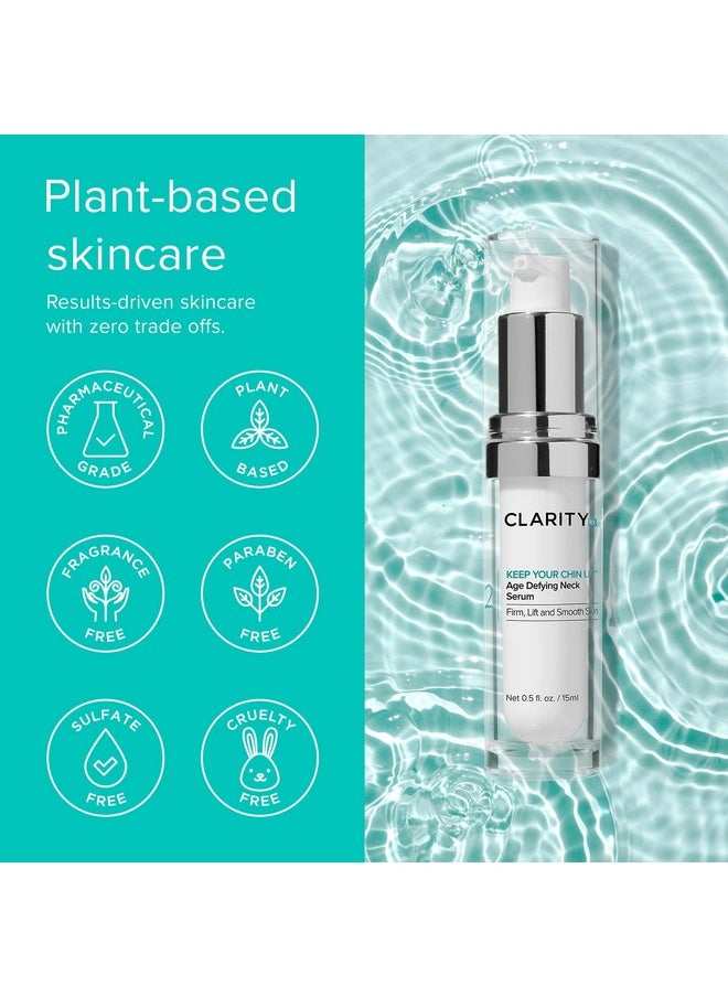 ClarityRx Keep Your Chin Up Anti-Aging Neck & Chest Serum, Natural Plant-Based Hyaluronic Acid Treatment for All Skin Types (1 fl oz)