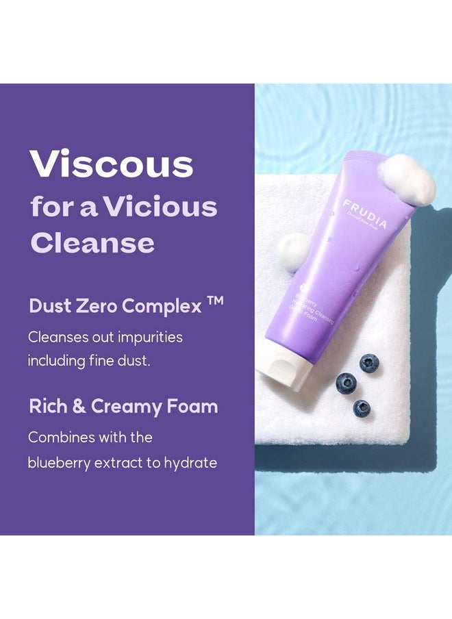 WELCOS FRUDIA Blueberry Hydrating Cleansing Gel to Foam | Hydrating Facial Cleanser for Men & Women | Face Wash for Dry Skin Oily Skin & Sensitive Skin Facial Skin Care Products (Pack of 1, 4.9 fl oz)