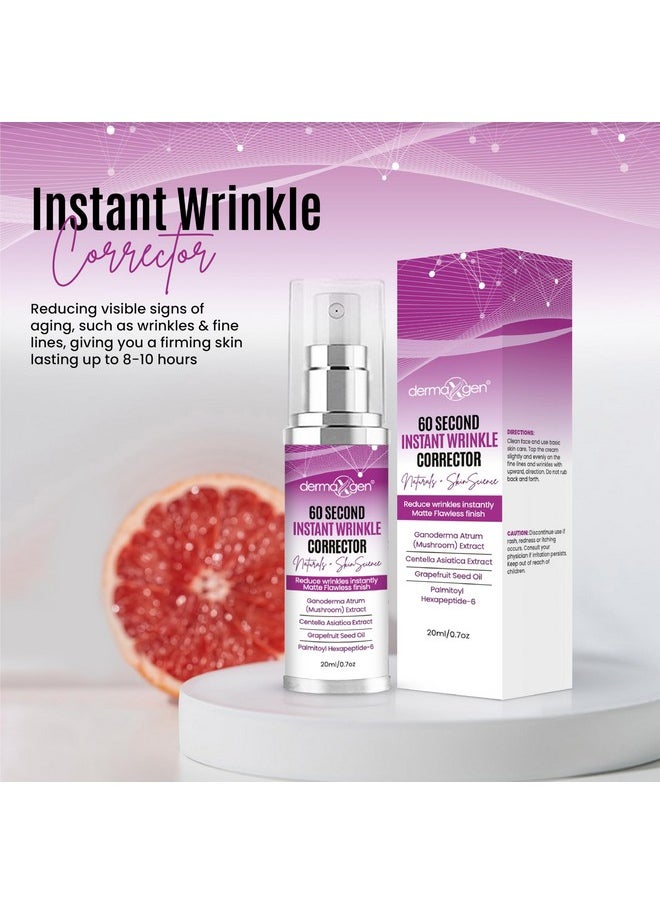 DERMAXGEN 60 Second Instant Wrinkle Corrector Pure Organic + Peptide Complex, Amazing Results For All Skin Types 0.7 Fl Oz / 20 Ml