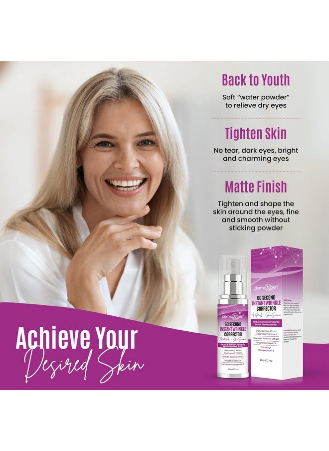 DERMAXGEN 60 Second Instant Wrinkle Corrector Pure Organic + Peptide Complex, Amazing Results For All Skin Types 0.7 Fl Oz / 20 Ml