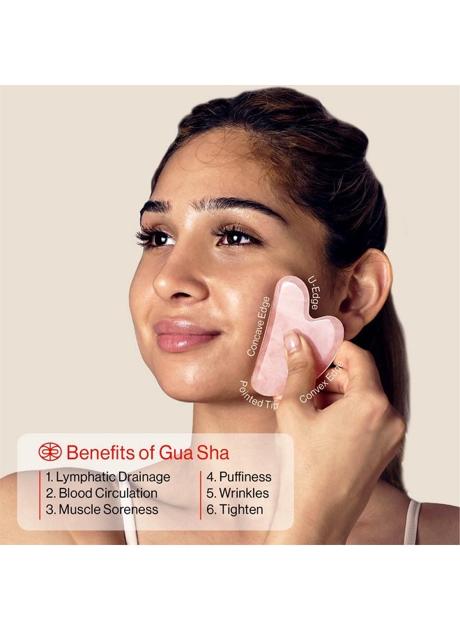 Rena Chris Facial Cupping Set & Gua Sha Facial Tool - Silicone Cupping Set & Rose Quartz Gua Sha Stone - Face Cupping Therapy Set for Natural Skin Care, Puffiness, Lip Plumping(Pink)