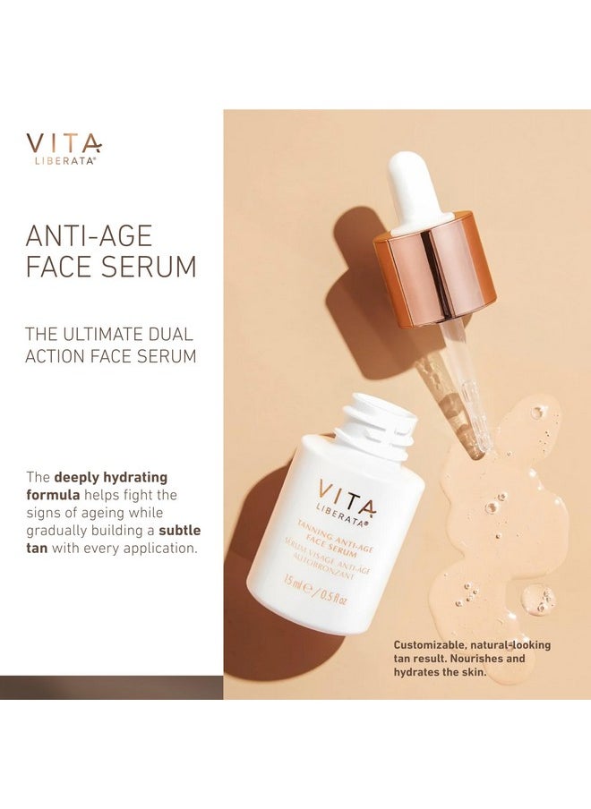 Vita Liberata Anti-Age Face Serum - Dual Action Serum, Deeply Nourishing & Hydrating, Customizable Tan, Formulated with Bakuchiol & Organic Botanicals, 30ml / 0.5 fl oz