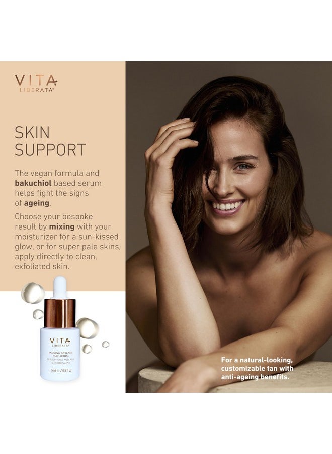 Vita Liberata Anti-Age Face Serum - Dual Action Serum, Deeply Nourishing & Hydrating, Customizable Tan, Formulated with Bakuchiol & Organic Botanicals, 30ml / 0.5 fl oz