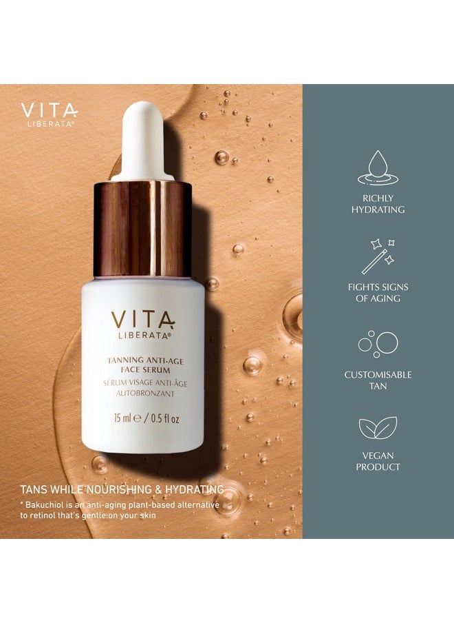 Vita Liberata Anti-Age Face Serum - Dual Action Serum, Deeply Nourishing & Hydrating, Customizable Tan, Formulated with Bakuchiol & Organic Botanicals, 30ml / 0.5 fl oz