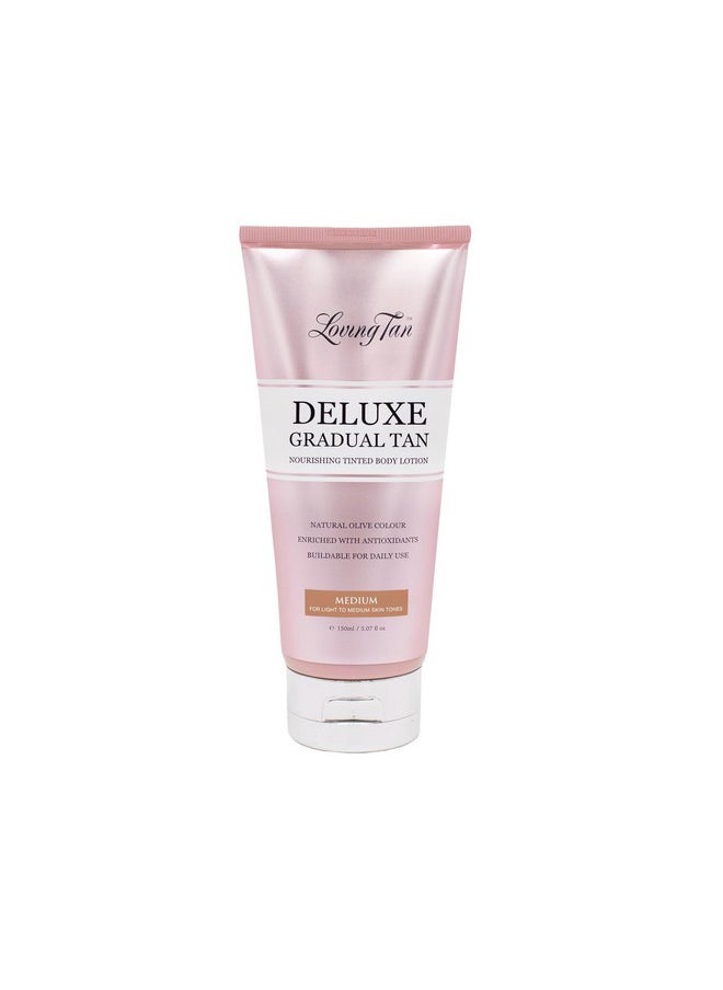 Loving Tan Deluxe Gradual Tan Lotion, Medium- Natural Looking Self Tanner, Professional Strength Sunless Tanner, 7+ Self Tanning Applications per Bottle-Cruelty Free, Naturally Derived DHA-5.07 Fl Oz