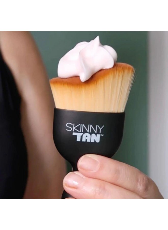 Skinny Tan Miracle Tanning Brush - Premium and Ultra-Soft Synthetic Bristles - Unique Ergonomically Shaped Tool - Perfect for Bronzing Tricky Areas - Streak-Free, Flawless Looking Finish - 1 pc