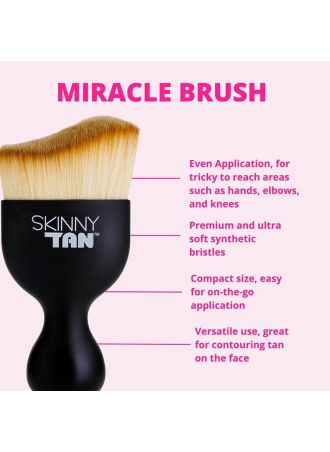 Skinny Tan Miracle Tanning Brush - Premium and Ultra-Soft Synthetic Bristles - Unique Ergonomically Shaped Tool - Perfect for Bronzing Tricky Areas - Streak-Free, Flawless Looking Finish - 1 pc
