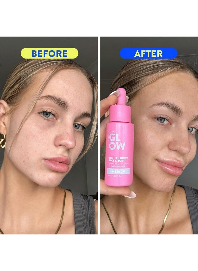 Australian Glow Self Tanning Drops With Hyaluronic Acid, for Face & Body, DARK - 1.35 fl. Oz / 40ml