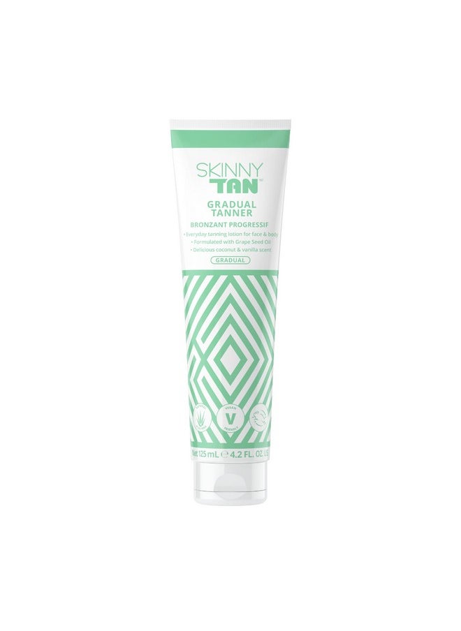 Skinny Tan Gradual Tanner - Lightweight, Fast-Absorbing Formula - Delicious Coconut and Vanilla Scent - Enriched with Aloe Vera and Guarana - Nourishes and Hydrates Skin - 4.2 oz Bronzer