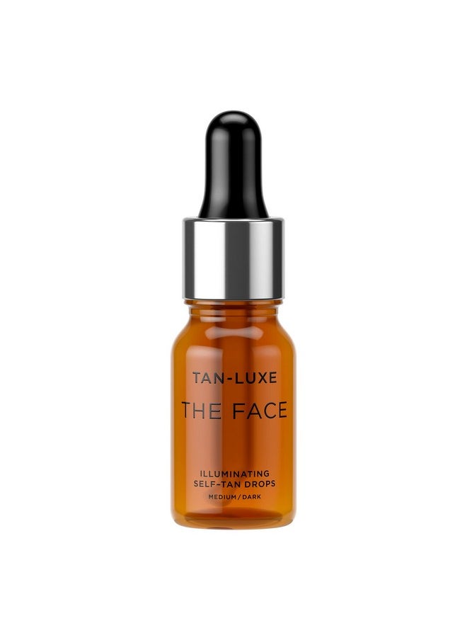 Tan Luxe THE FACE Self Tan Drops, Medium/Dark (10 ml) Add Tanning Drops to Skin Care for Custom Face Tan, Cruelty Free & Vegan