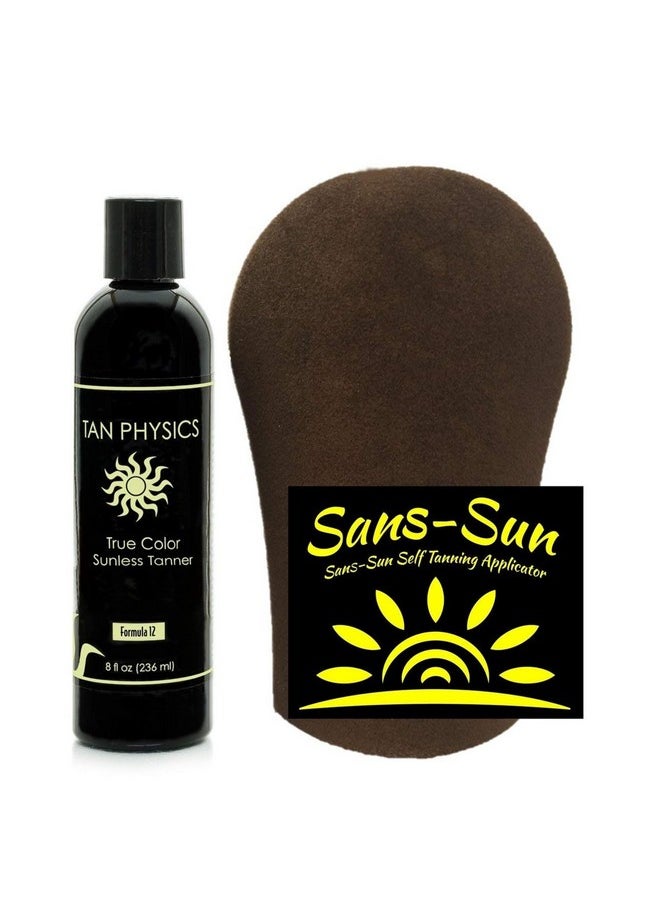 Tan Physics Self Tanner, 8 Fl oz with Tanning Mitt - Tan Physics True Color Sunless Tanner - Tan Physics Sunless Tanner - Self Tanners Best sellers - Fake Tan, Quick Tan & Sunless Tan