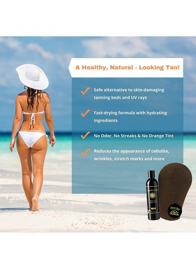 Tan Physics Self Tanner, 8 Fl oz with Tanning Mitt - Tan Physics True Color Sunless Tanner - Tan Physics Sunless Tanner - Self Tanners Best sellers - Fake Tan, Quick Tan & Sunless Tan