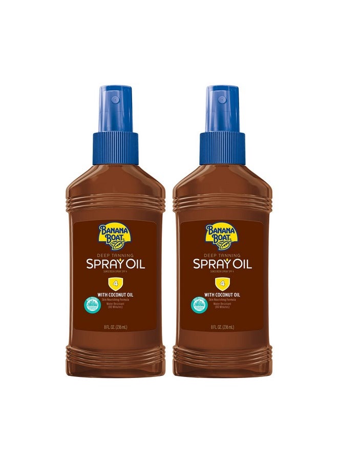 Banana Boat Deep Tanning Oil Pump Spray Sunscreen SPF 4 Twin Pack | Tanning Sunscreen Spray, Dark Tanning Oil, SPF Tanning Oil, Outdoor Tanning Oil SPF 4, Oxybenzone Free Sunscreen, 8oz each
