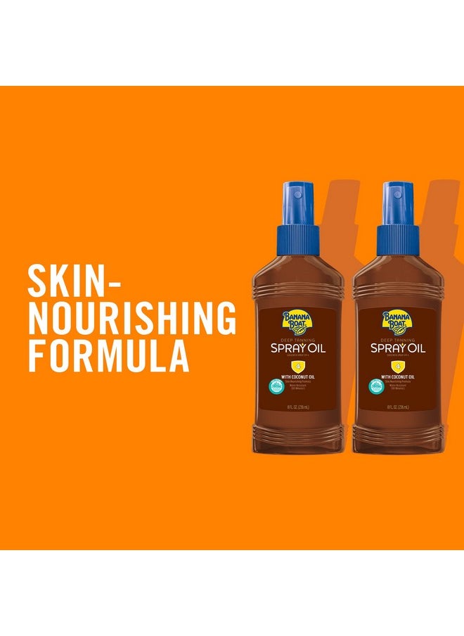 Banana Boat Deep Tanning Oil Pump Spray Sunscreen SPF 4 Twin Pack | Tanning Sunscreen Spray, Dark Tanning Oil, SPF Tanning Oil, Outdoor Tanning Oil SPF 4, Oxybenzone Free Sunscreen, 8oz each