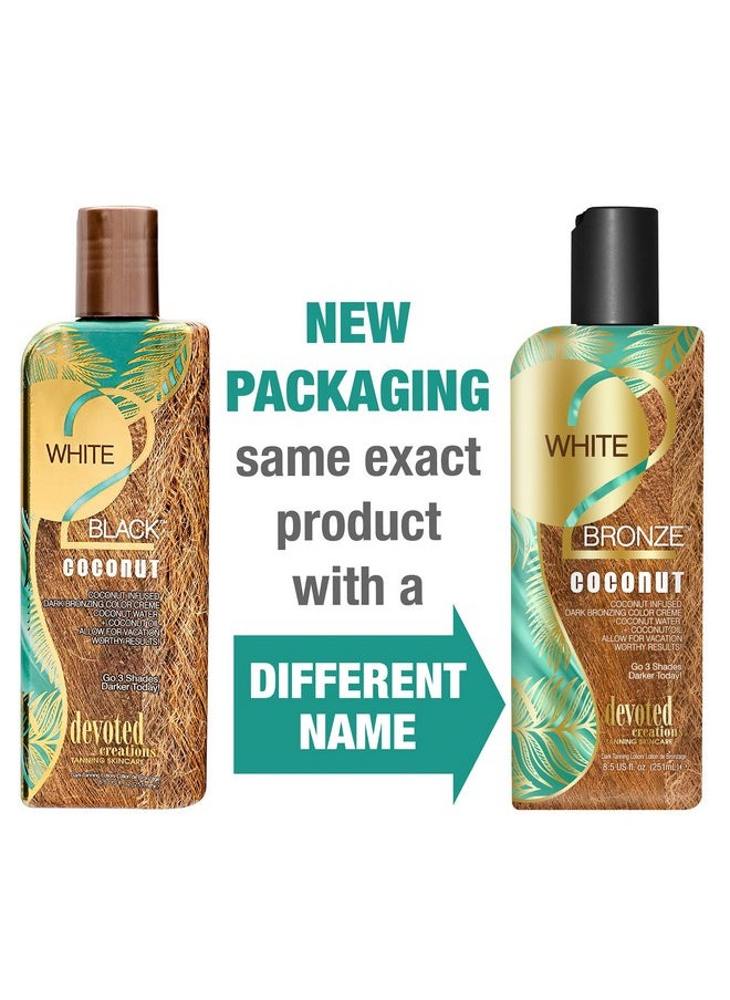 Devoted Creations White 2 Bronze Coconut - Color Enhancing Dark Bronzing Tanning Lotion with Coconut Water & Coconut Oil 8.5 oz.