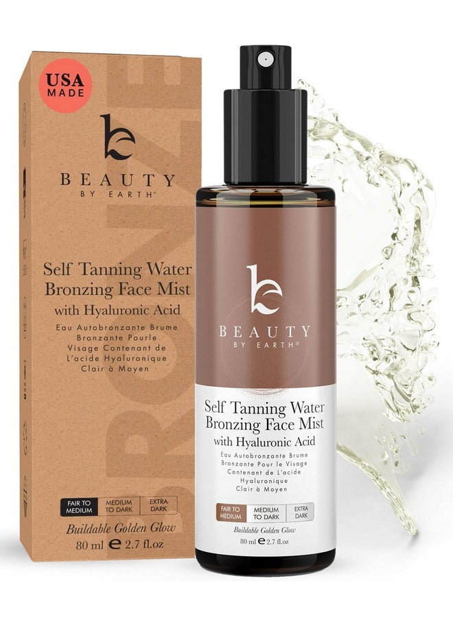 Beauty by Earth Self Tanning Face Mist - Fair to Medium Fake Tan Face Tanning Spray - Sunless Tanning Spray Facial Tanner - Face Tan Spray - Tanning Water Spray - Face Tanner Mist