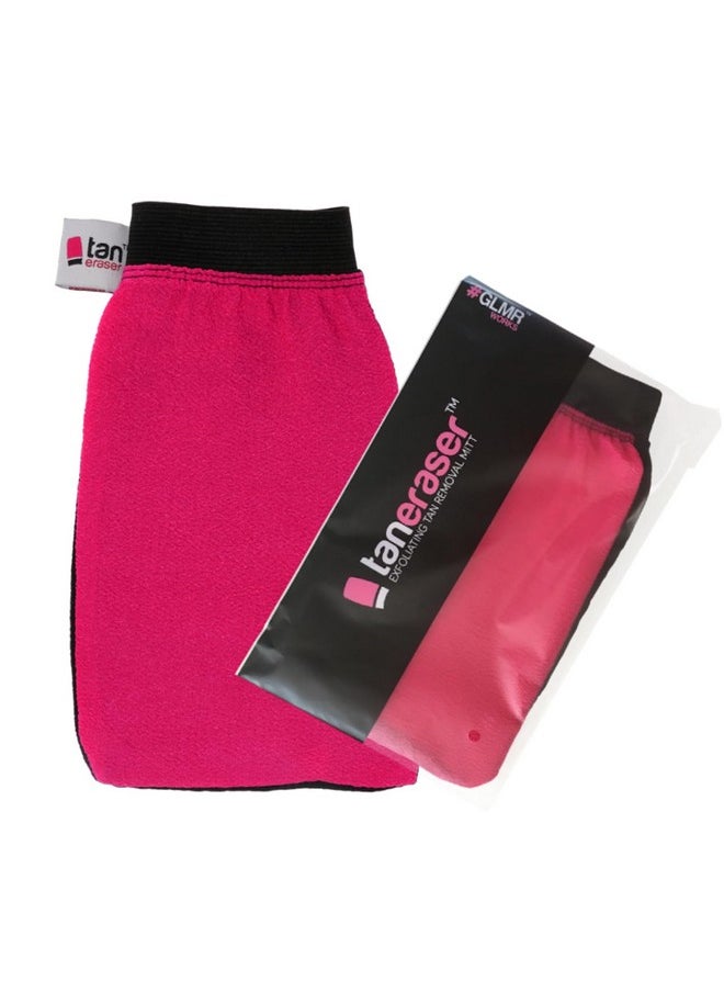 GLMR Works Tan Eraser Spray and Self Tan Remover Exfoliating Mitt Glove | Fake Tan Remover for Sunless Tanner (Pink/Black)
