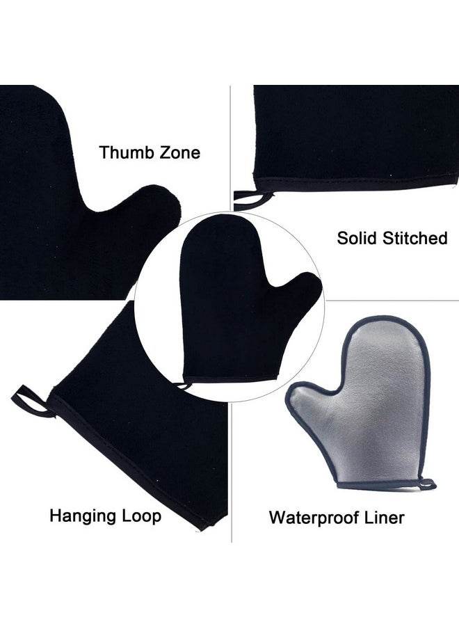 5 Piece Self Tanning Mitt Applicator Set with Self Tan Glove Tanning Back Lotion Applicator Tanning Brush Tan Face Mitt Exfoliating Glove, for Self Sunless Tanning Tan (black)