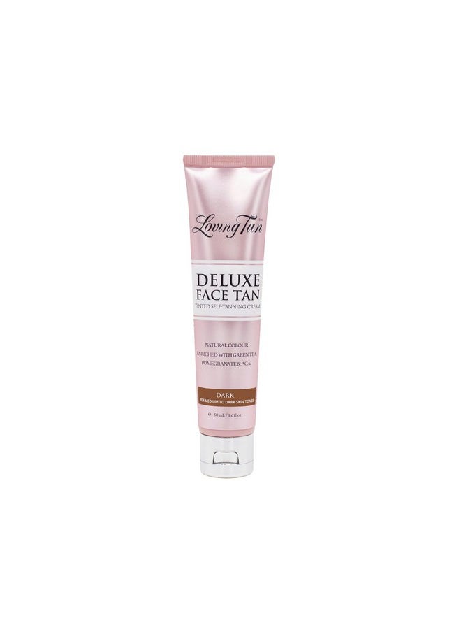 Loving Tan Deluxe Face Tan, Dark - Streak Free, Natural Looking, Professional Strength Sunless Tanner - 10+ Self Tanning Applications per Bottle, Cruelty Free, Naturally Derived DHA - 1.6 Fl Oz