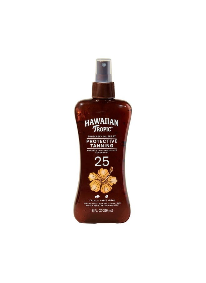Hawaiian Tropic Protective Tanning Oil Spray Sunscreen SPF 25, 8oz | Tanning Sunscreen, Tanning Oil with SPF, Moisturizing Body Oil, Hawaiian Tropic Oil, Oxybenzone Free Outdoor Tanning Oil, 8oz