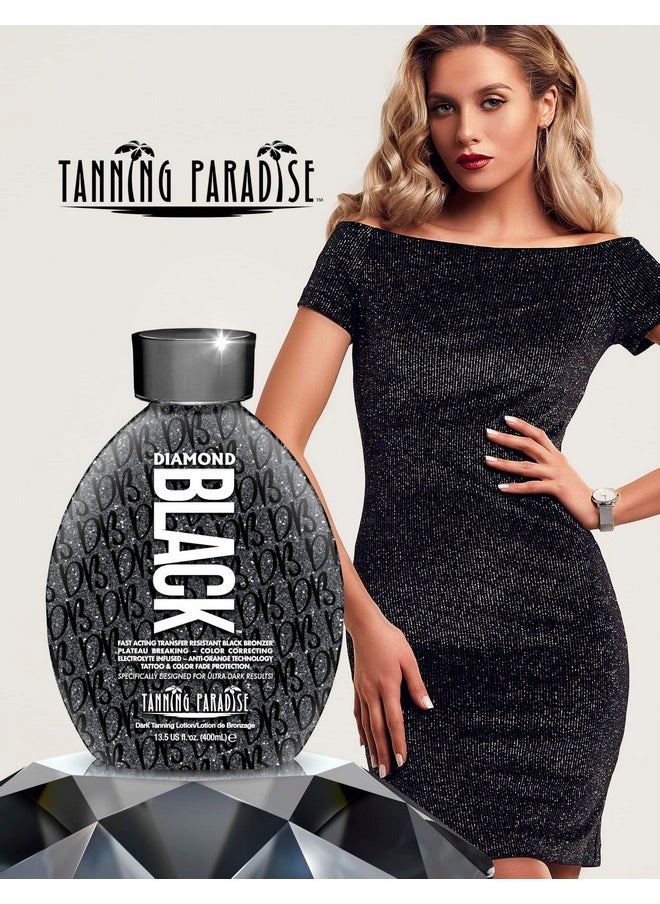 Tanning Paradise Diamond Black Tanning Bed Lotion - 13.5 Fl Oz Transfer Resistant Tanning Lotion for Tanning Beds - Indoor Tanning Lotion for Golden Bronze Color - CC Cream Matte Airbrush Effect