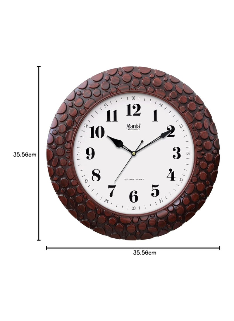 Ajanta Plastic Wall Analogue Clock 14 Inches Vintage Sweep Wall Clock(No Tik Tik), Brown
