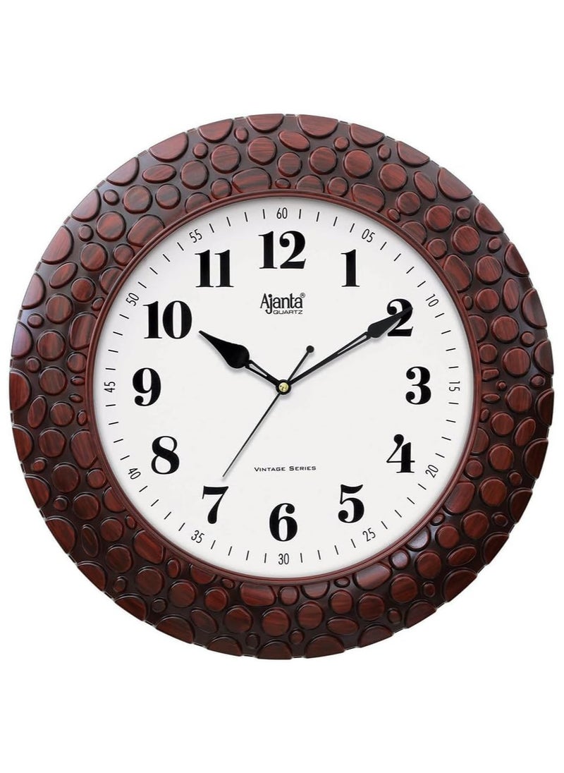Ajanta Plastic Wall Analogue Clock 14 Inches Vintage Sweep Wall Clock(No Tik Tik), Brown
