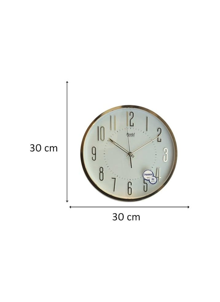 Ajanta Abstract Plastic Round Wall Clock (30.3 cm x 30.3 cm x 4.5 cm, White)