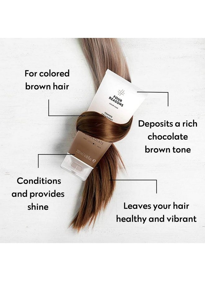 Four Reasons Color Mask - Chocolate - (27 Colors) Toning Treatment, Color Depositing Conditioner, Tone & Enhance Color-Treated Hair - Semi Permanent Hair Dye, Vegan and Cruelty-Free, 6.76 fl oz