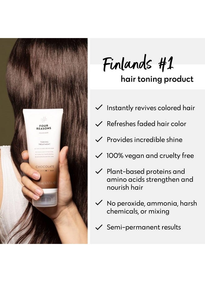 Four Reasons Color Mask - Chocolate - (27 Colors) Toning Treatment, Color Depositing Conditioner, Tone & Enhance Color-Treated Hair - Semi Permanent Hair Dye, Vegan and Cruelty-Free, 6.76 fl oz