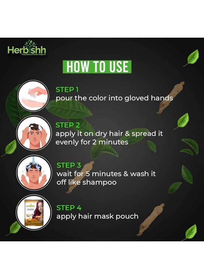 Herbishh Natural Hair Dye Shampoo with Argan Mask - Long-Lasting Color for Gray Hair - Travel Size, 10+1 Pack, Ammonia-Free (Black)