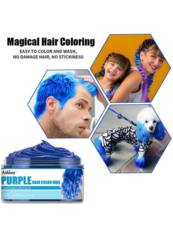6 Pack Hair Color Wax, Temporary Natural Hair Coloring Mud for Men, Women, Kids - Daily, Party, Cosplay, Halloween DIY (Green, Orange, Pink, Purple, Red, Blue)