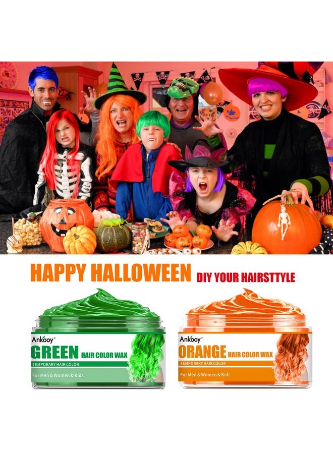 6 Pack Hair Color Wax, Temporary Natural Hair Coloring Mud for Men, Women, Kids - Daily, Party, Cosplay, Halloween DIY (Green, Orange, Pink, Purple, Red, Blue)