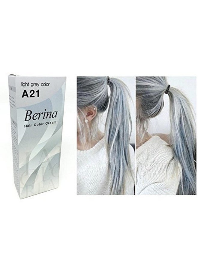 Berina A21 Light Grey Silver Permanent Hair Dye Color Cream Unisex - Punk Style
