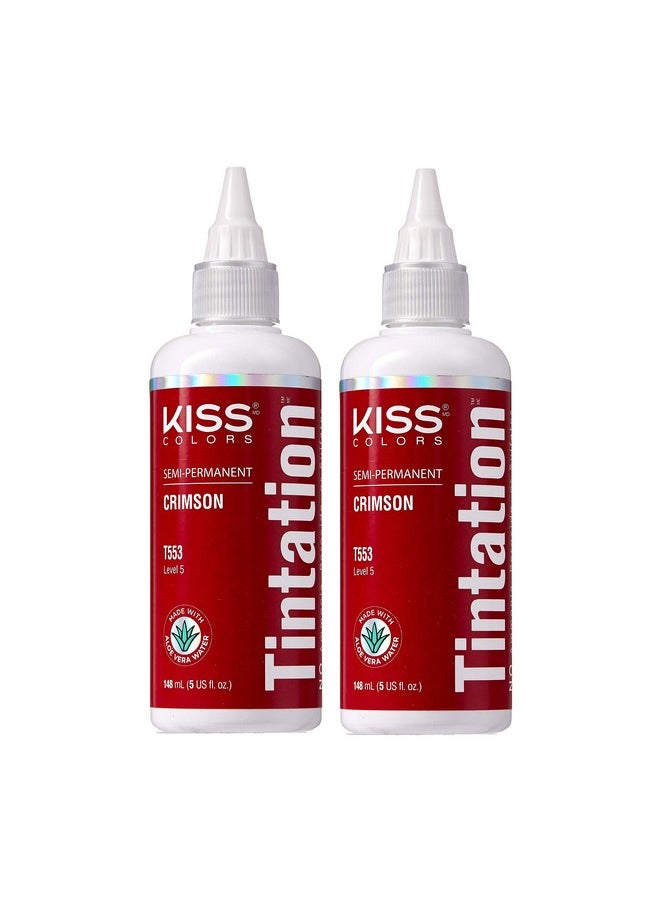 Kiss Tintation Semi-Permanent Hair Color 5 Ounce (Crimson (2 Pack))